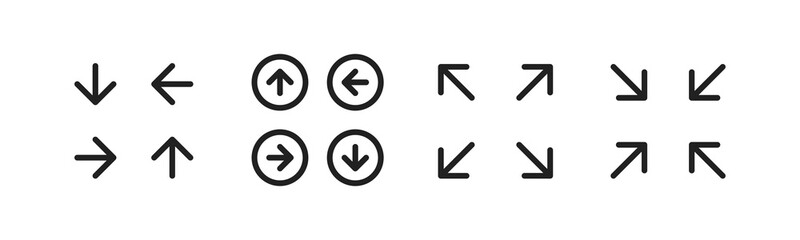arrow direction icon set vector illustration. multi direction, minimize, maximize, lock, unlock, upl