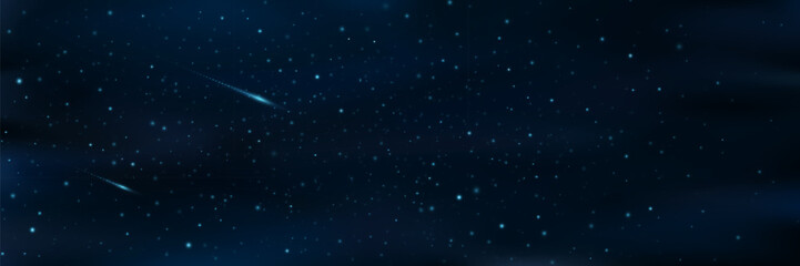 Wall Mural - glowing starry sky with a falling meteorite. shining stars in the dark sky. universe background. vec