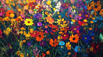 Wall Mural - Colorful Wildflower Field in the Summer