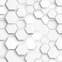 Poster - Abstract White Hexagonal Pattern, digital art, geometric, white, hexagon, pattern, background