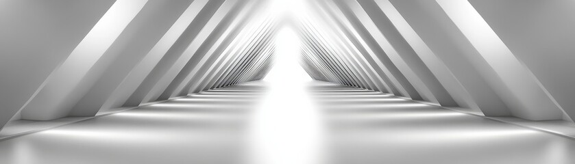 Poster - Abstract White Tunnel Perspective - 3D Render, Architectural Design, Minimalist, Futuristic ,tunnel, architecture, white