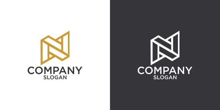 letter N abstract geometry logo vector design