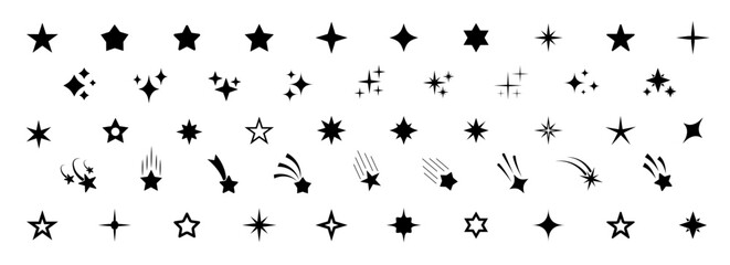 Wall Mural - stars icon collection. different star shapes. black stars icon set. sparkle star icon set. falling s