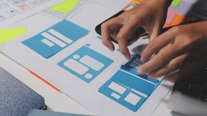 The designer team is designing the uxui system to make the uxui system work well on new phones and support system updates. Website development concept UI UX front end designer