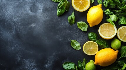 Wall Mural - Lemon on healthy background.