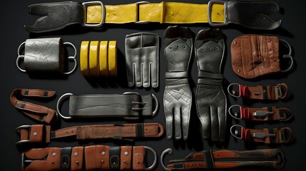 A photo of a collection of weightlifting belts