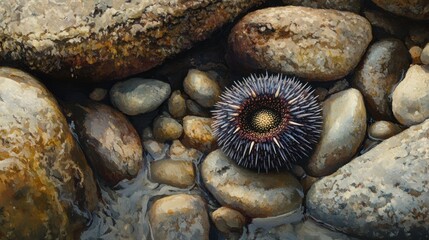 Canvas Print - Sea Urchin Among Smooth Stones