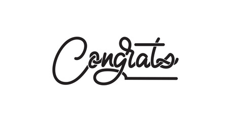 'Congrats' text lettering greeting sign. Handwritten modern calligraphy lettering with monoline style. Great for postcards, T-shirt print design, banners, posters, web, notebooks, sketchbooks. 