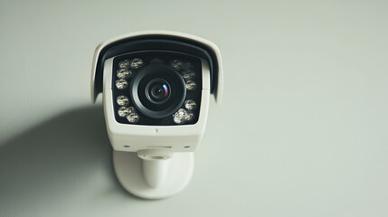 Modern Security Camera Mounted on a Wall, Perfect for Your Security System Design