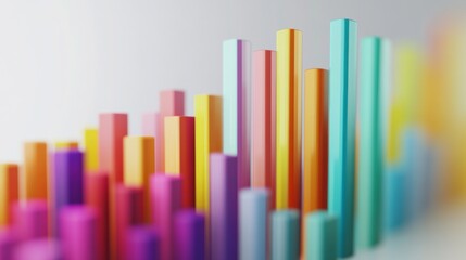 Aufkleber - A 3D histogram displaying financial data distribution with bars of varying heights, set against a clean white background, illustrating the frequency and volume of financial transactions.