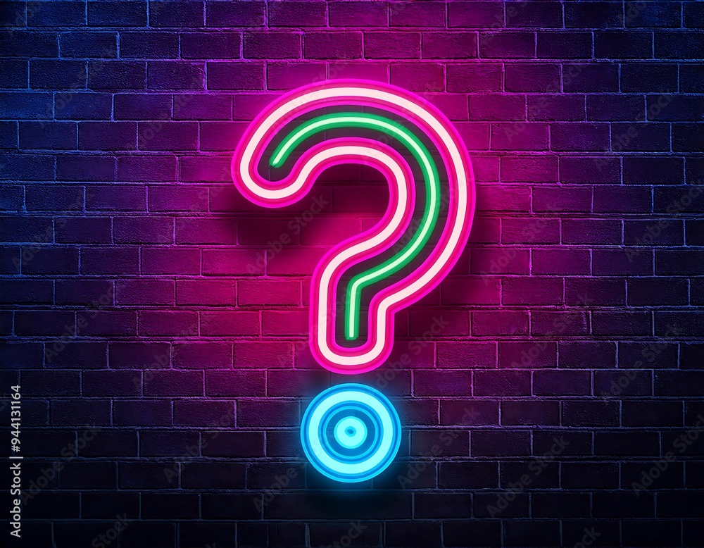 vector realistic isolated neon sign question customizable color font ...