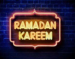 vector realistic isolated neon sign ramadan kareem greeting frame decoration display wall background concept happy ramadan kareem