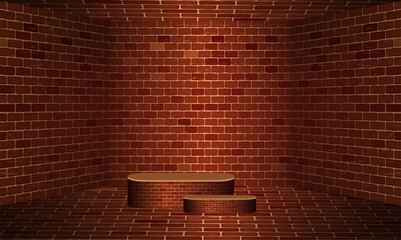 red-brown brick wall room for corner display