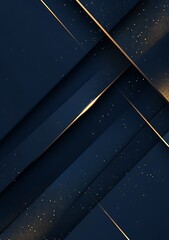 Poster - Abstract background with dark blue and gold diagonal lines and light dots.