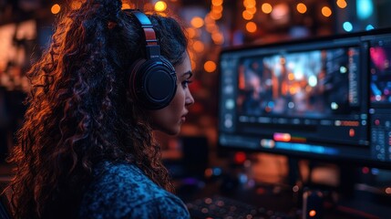 Person streaming live content from a professional setup in a studio