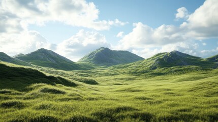 Canvas Print - Rolling Green Hills Under a Blue Sky