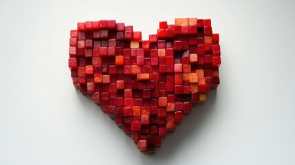 Wall Mural - Red Heart Shape Made of Cubes