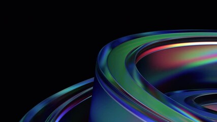 Poster - Abstract colorful shapes on a black background, 4k seamless looping animation, 3d render