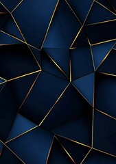 Poster - Abstract geometric background with dark blue and gold colors, creating a modern and elegant design.