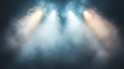 Poster - Bright stage lights shining through a foggy haze, illuminating the scene and adding a mystical ambiance to the background.