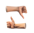 © valiantsin - Thumb up and down gesture, kids hand showing like and dislike isolated on white background.