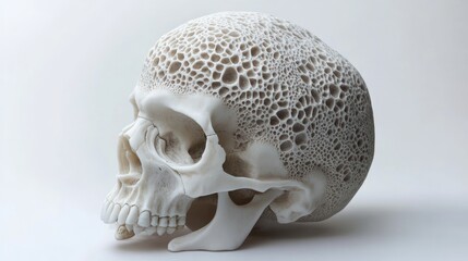 Sticker - White Skull with Textured Surface and Visible Teeth