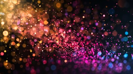 Poster - Explosion of multicolored particles with dark background