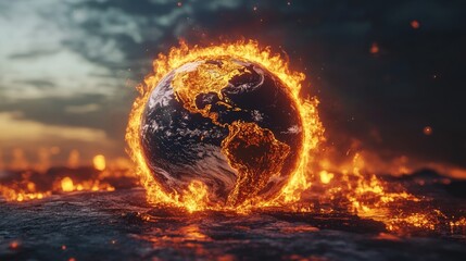Aufkleber - Fiery Earth illustrating severe global warming
