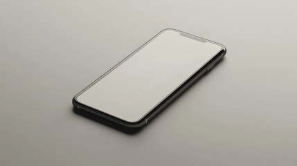 Poster - High-angle view of a phone with a blank screen on a flat, plain background, emphasizing the device's design