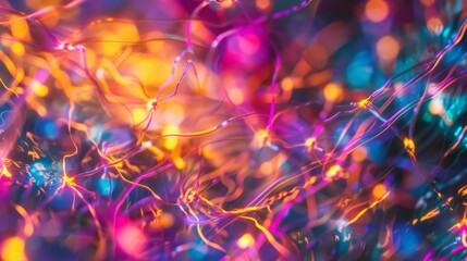 Aufkleber - Hyper-detailed neural synapses, colorful electric signals