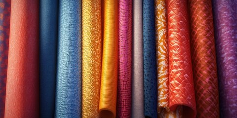 Poster - 3D rendering of assorted vibrant fabrics