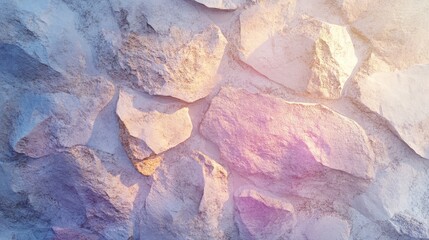 Poster - 3D rendering of a fragment of a polished stone wall featuring pastel colors illuminated by daylight