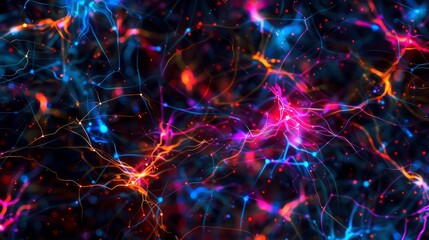 Aufkleber - Intricate brain neural connections, vivid electric signals
