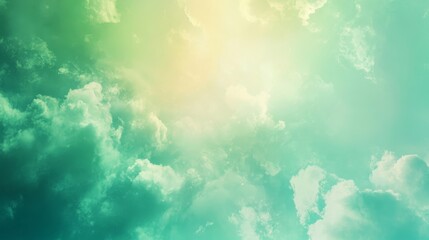 Poster - Peaceful sky with soft green and blue hues