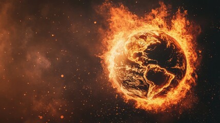 Aufkleber - Planet on fire illustrating climate emergency