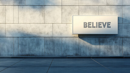 Word believe texted on street wall concept background