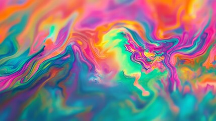 Wall Mural - Striking tie-dye pattern featuring a mix of neon greens, blues, and pinks in a fluid motion.