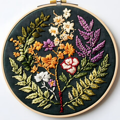 Wall Mural - Plant embroidery needlework pattern.