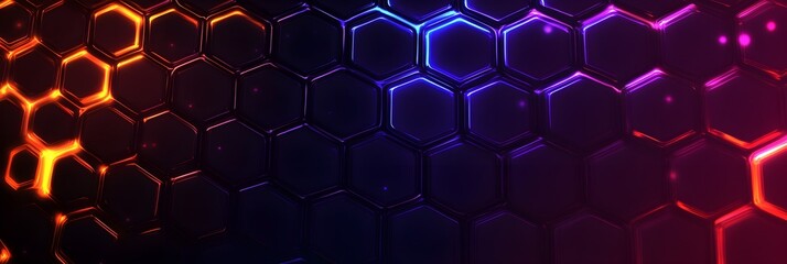 Wall Mural - Abstract background with glowing lights hexagon