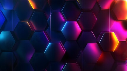 Wall Mural - Abstract background with glowing lights hexagon