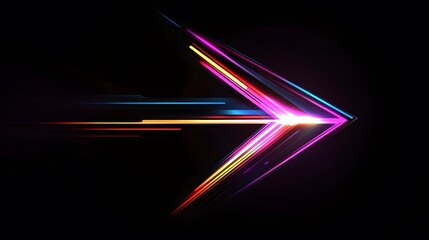 Poster - Neon arrow with bright lights on a dark background.