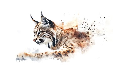 Wall Mural - An artistic depiction of a lynx in motion, blending realism with abstract elements.