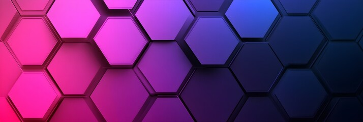 Wall Mural - Hexagonal background with pink purple blue gradient hexagons, abstract futuristic geometric backdrop or wallpaper with copy space for text