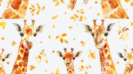 Poster - Giraffes animal carton drawing pattern