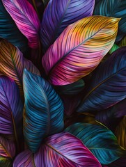 Wall Mural - leaves of Spathiphyllum cannifolium, abstract colorful texture, nature background, tropical leaf