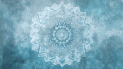 muted vintage decorative sky blue mandala background - soft, stone texture, copy space