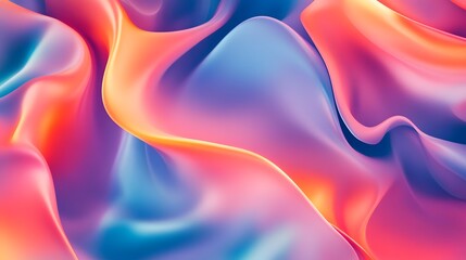 A vibrant abstract background combining pink orange and blue hues with fluid shapes and soft transitions