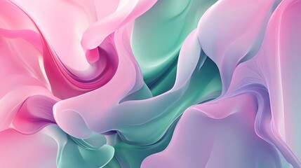 Wall Mural - A playful abstract background featuring a mix of pink green and blue colors with flowing shapes and soft transitions