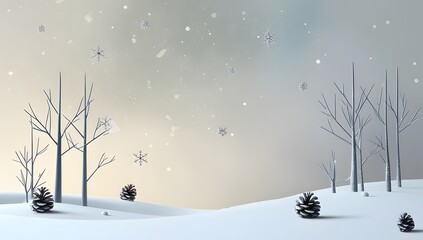 3d minimalist background of winter scene