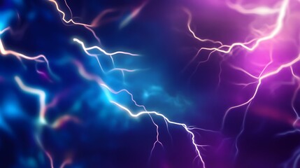 Poster - Abstract blue and purple lightning background.